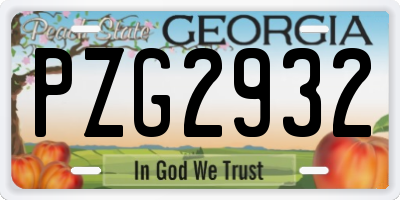 GA license plate PZG2932