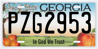 GA license plate PZG2953