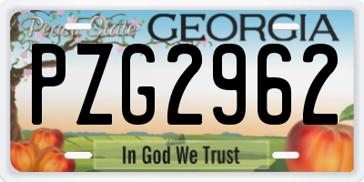 GA license plate PZG2962