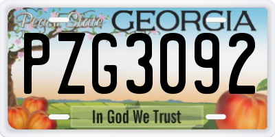 GA license plate PZG3092