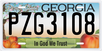 GA license plate PZG3108