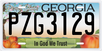 GA license plate PZG3129