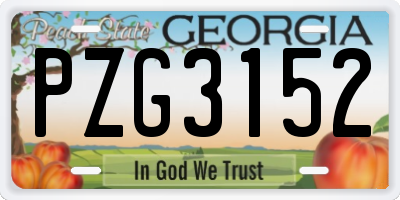 GA license plate PZG3152