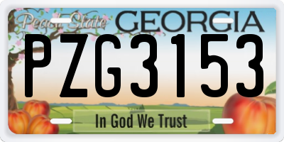 GA license plate PZG3153