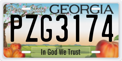 GA license plate PZG3174