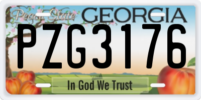 GA license plate PZG3176