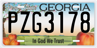 GA license plate PZG3178