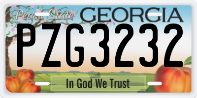GA license plate PZG3232