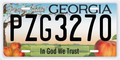 GA license plate PZG3270