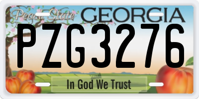 GA license plate PZG3276