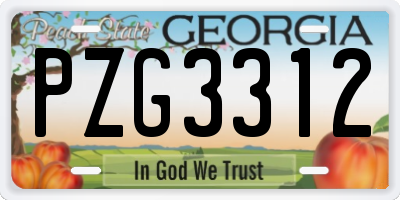 GA license plate PZG3312
