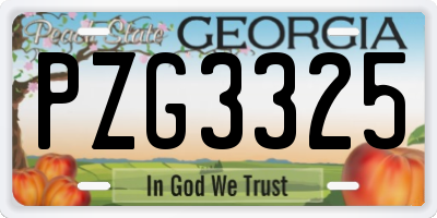 GA license plate PZG3325