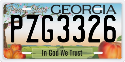 GA license plate PZG3326
