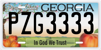 GA license plate PZG3333