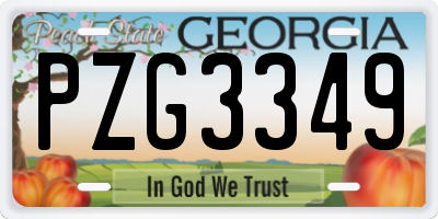 GA license plate PZG3349