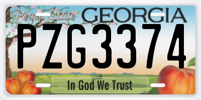 GA license plate PZG3374