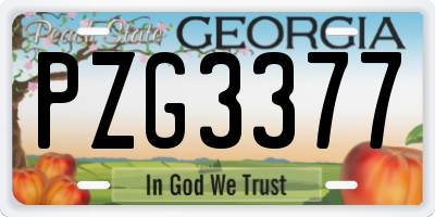 GA license plate PZG3377