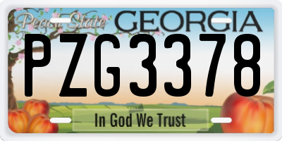 GA license plate PZG3378