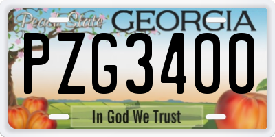 GA license plate PZG3400