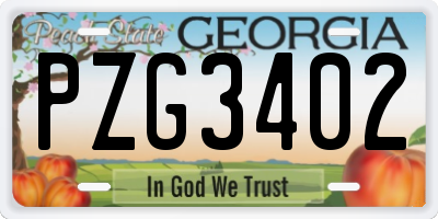 GA license plate PZG3402