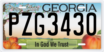 GA license plate PZG3430
