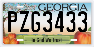 GA license plate PZG3433
