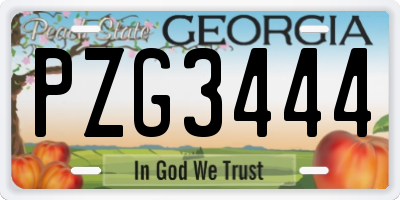 GA license plate PZG3444
