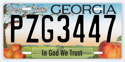 GA license plate PZG3447