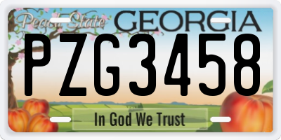 GA license plate PZG3458