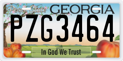 GA license plate PZG3464