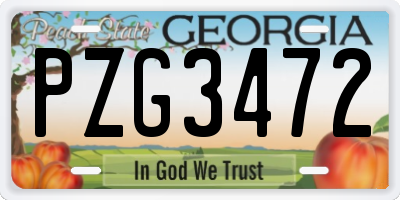 GA license plate PZG3472