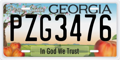 GA license plate PZG3476