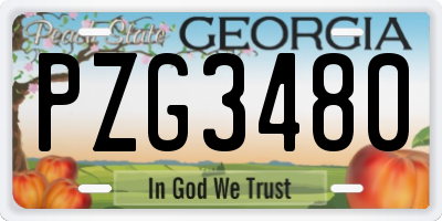 GA license plate PZG3480