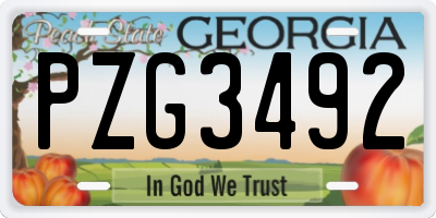 GA license plate PZG3492
