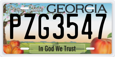 GA license plate PZG3547