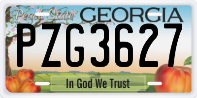 GA license plate PZG3627