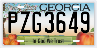 GA license plate PZG3649