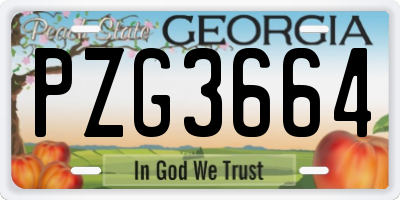 GA license plate PZG3664