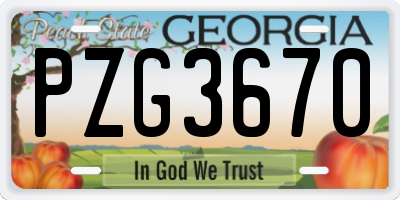 GA license plate PZG3670