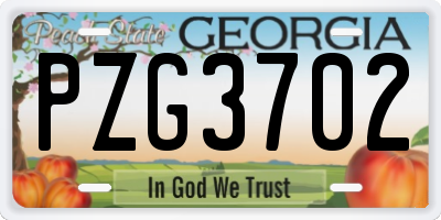 GA license plate PZG3702