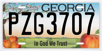GA license plate PZG3707