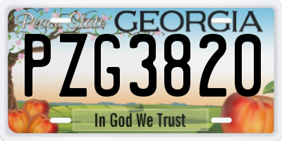 GA license plate PZG3820