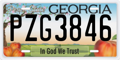 GA license plate PZG3846