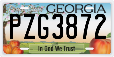 GA license plate PZG3872