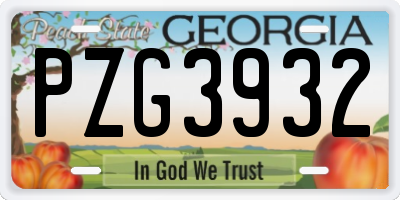 GA license plate PZG3932