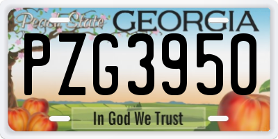 GA license plate PZG3950