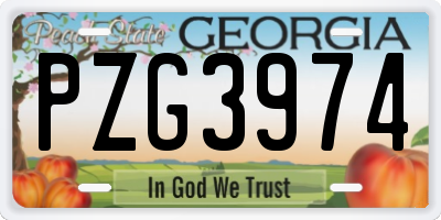 GA license plate PZG3974