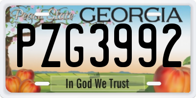 GA license plate PZG3992