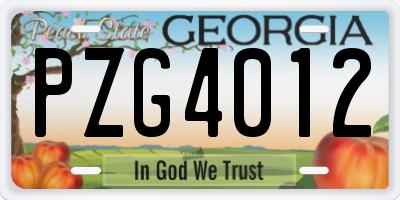 GA license plate PZG4012