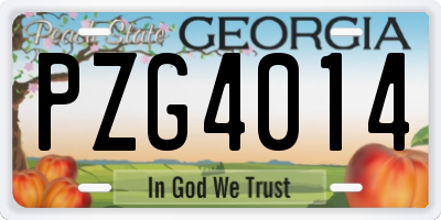 GA license plate PZG4014